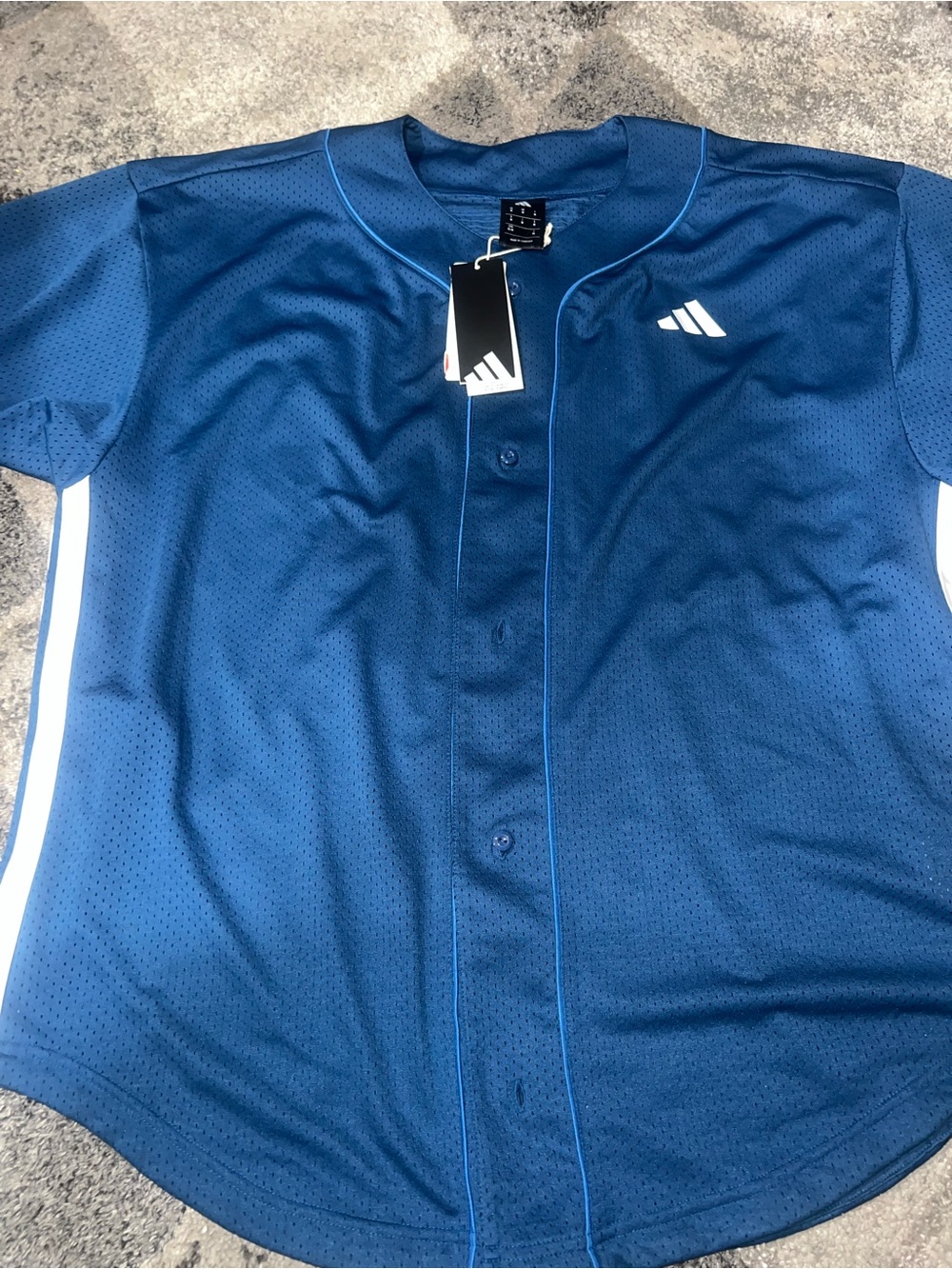 adidas Mens Med Loose Fit Mesh Baseball Jersey Shirt Dusky Petrol JZ6927